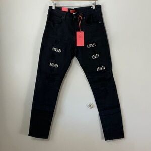 Bleecker & Mercer Slim Skinny black studded jeans